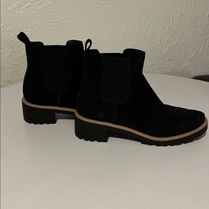 Blondo Black Suede Chelsea Lug-Soled Ankle Boots